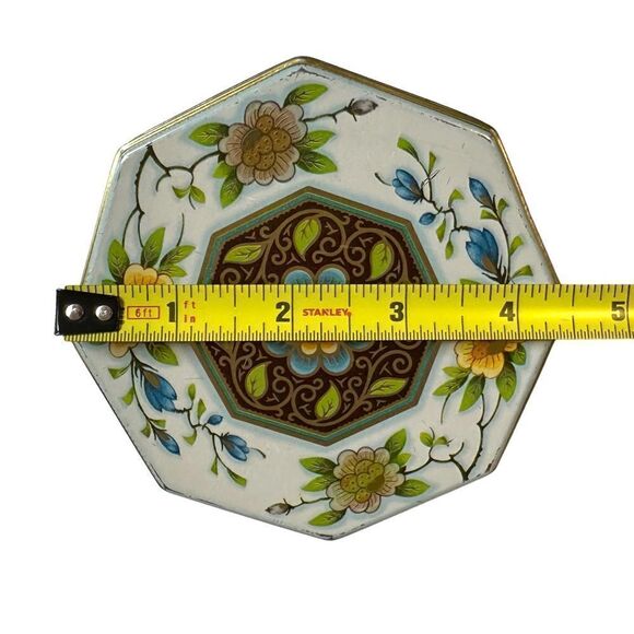VTG Daher Octagonal English Biscuit Tin Box Holder 109 Trinket Made In England - Picture 7 of 8